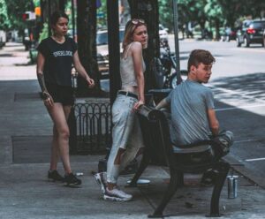 teenagers on a bench
